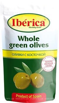 Фото Iberica оливки зеленые с косточкой 170 г