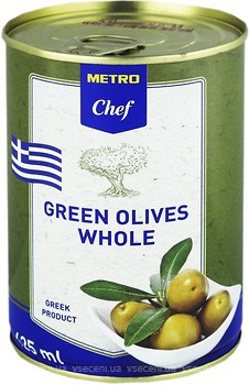 Фото Metro Chef оливки зеленые с косточкой 425 мл