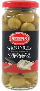 Фото Serpis оливки зелені фаршировані блакитним сиром 235 г