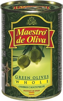 Фото Maestro de Oliva оливки зелені з кісточкою 300 г