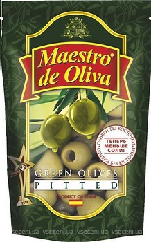 Фото Maestro de Oliva оливки зеленые без косточки 175 г