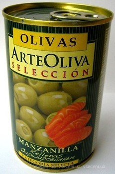 Фото Arte Oliva оливки зелені фаршировані лососем 300 г