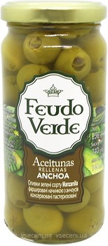 Фото Feudo Verde оливки зелені з анчоусом Manzanilla 240 г