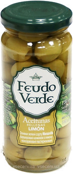 Фото Feudo Verde оливки зелені з лимоном Manzanilla 240 г