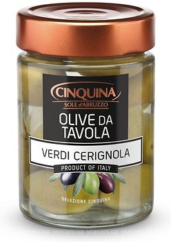 Фото Cinquina оливки зелені з кісточкою Cerignola 314 мл