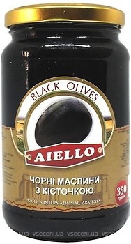 Фото Aiello маслини чорні з кісточкою 350 г