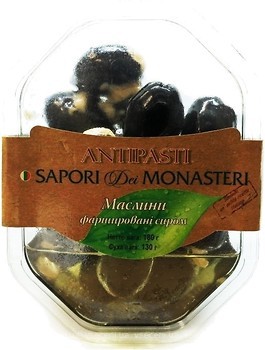Фото Sapori Dei Monasteri маслины черные фаршированные сыром 180 г
