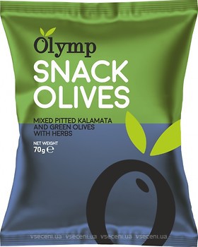 Фото Olymp оливки асорті без кісточки з травами 70 г