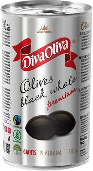 Фото Diva Oliva маслини чорні з кісточкою Гігант 370 мл