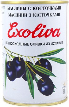 Фото Exoliva маслини чорні з кісточкою 425 мл