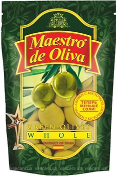 Фото Maestro de Oliva оливки зелені з кісточкою 190 г