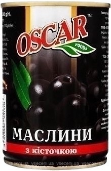 Фото Oscar маслини чорні з кісточкою 280 г