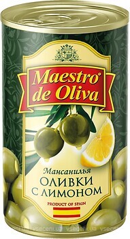 Фото Maestro de Oliva оливки зелені з лимоном 280 г