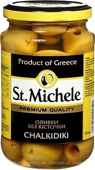 Фото St. Michele оливки зелені без кісточки Халкідікі 355 г