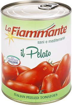 Фото La Fiammante томати очищені в томатному соку 800 г