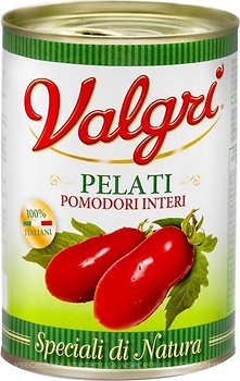 Фото Valgri томати цілі очищені у власному соку 400 г
