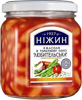 Фото Ніжин квасоля в томатному соусі Любительська 450 г