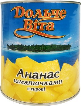 Фото Дольче Віта ананас шматочками в сиропі 580 мл (670 г)