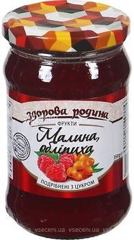 Фото Здорова родина протерта Малина і обліпиха з цукром 350 г