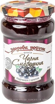 Фото Здорова родина протерта Чорна смородина з цукром 350 г