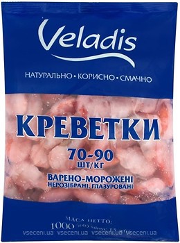 Фото Veladis креветки 70/90 варено-мороженые 1000 г