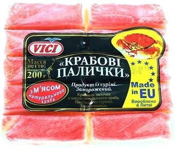 Фото Vici крабові палички з м'ясом натурального краба охолоджені 200 г