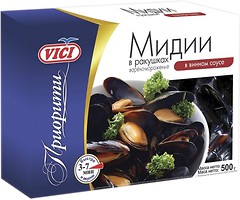 Фото Vici мідії в мушлях варено-морожені в винному соусі 500 г