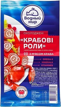 Фото Водный мир крабовые ролы с мясом краба охлажденные 200 г