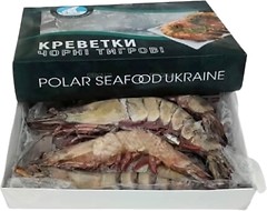 Фото Polar Seafood креветки 8/12 чорні тигрові з головою 1000 г