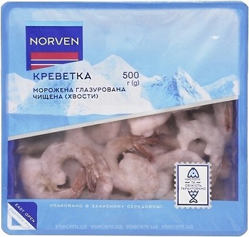 Фото Norven креветки очищені глазуровані заморожені 500 г