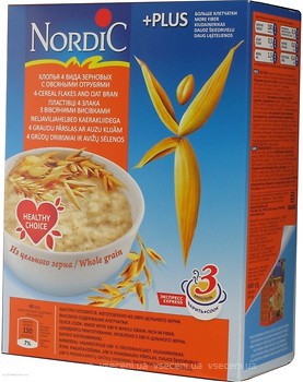 Фото NordiC пластівці 4 вида зернових з вівсяними висівками 600 г