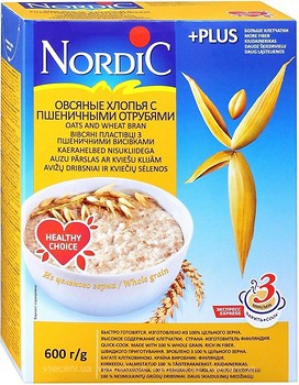Фото NordiC хлопья овсяные с пшеничными отрубями 600 г