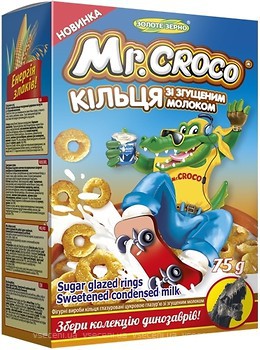 Фото Золоте Зерно сухий сніданок Mr.Croco кільця зі смаком згущеного молока 75 г