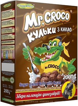 Фото Золоте Зерно сухий сніданок Mr.Croco кульки з какао 200 г