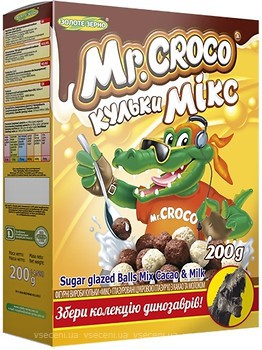 Фото Золоте Зерно сухий сніданок Mr.Croco мікс кульки з какао і молоком 200 г