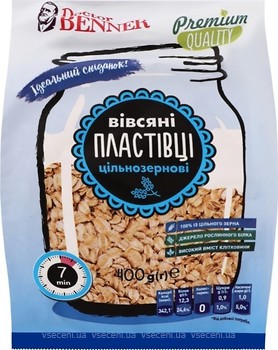 Фото Dr.Benner пластівці вівсяні цільнозернові 400 г