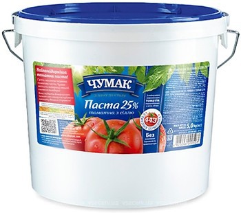 Фото Чумак паста томатна з сіллю 25% 5 кг