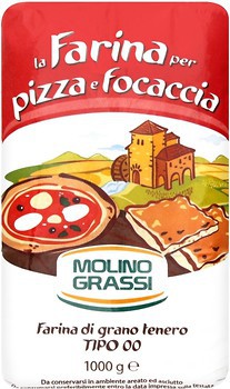 Фото Molino Grassi борошно Pizza e Focaccia Tipo 00 з м'яких сортів пшениці 1 кг