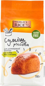 Фото World's Rice суміш безглютенова рисова для домашньої випічки та хліба 700 г