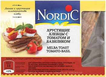 Фото Nordic хлібці з томатом і базиліком 100 г