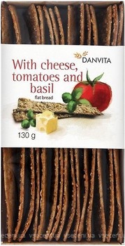 Фото Danvita хлібці з сушеним сиром, томатами, базиліком 130 г