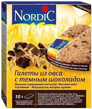 Фото Nordic галети вівсяні з темним шоколадом 300 г