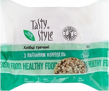 Фото Tasty Style хлібці гречані з насінням конопель 30 г