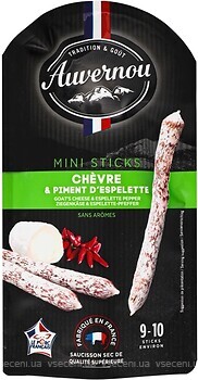 Фото Auvernou Колбасные палочки Mini Sticks Chevre&Piment D'espelette с сыром и перцем 100 г