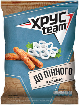 Фото ХрусTeam сухарики До пінного зі смаком кальмара 70 г