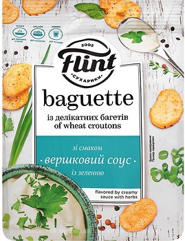 Фото Flint сухарики Baguette зі смаком вершкового соусу з зеленню 110 г