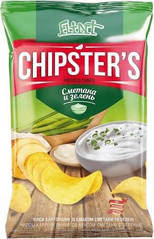 Фото Flint чіпси Chipster's зі смаком сметани і зелені 130 г
