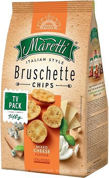 Фото Maretti сухарики Bruschette зі смаком суміш сирів 140 г