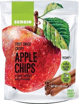 Фото Sergio яблучні чіпси Apple Chips зі смаком кориці 56 г