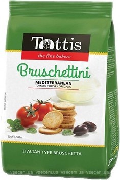 Фото Tottis сухарики Bruschettini зі смаком томата і оливок 80 г